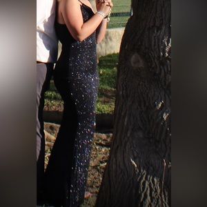 Long Black formal dress with different color sparkles!